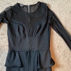 Bebe Peplum Mixed Media Jumpsuit